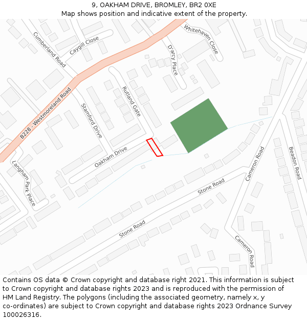 9, OAKHAM DRIVE, BROMLEY, BR2 0XE: Location map and indicative extent of plot