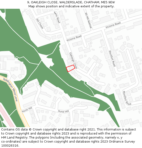 9, OAKLEIGH CLOSE, WALDERSLADE, CHATHAM, ME5 9EW: Location map and indicative extent of plot