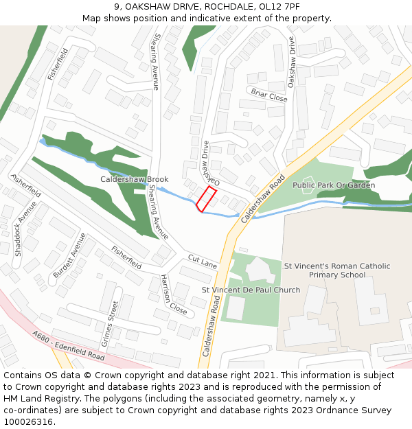 9, OAKSHAW DRIVE, ROCHDALE, OL12 7PF: Location map and indicative extent of plot