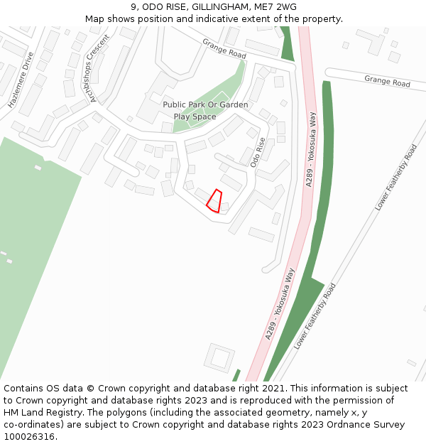 9, ODO RISE, GILLINGHAM, ME7 2WG: Location map and indicative extent of plot