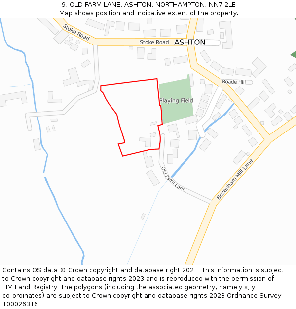 9, OLD FARM LANE, ASHTON, NORTHAMPTON, NN7 2LE: Location map and indicative extent of plot