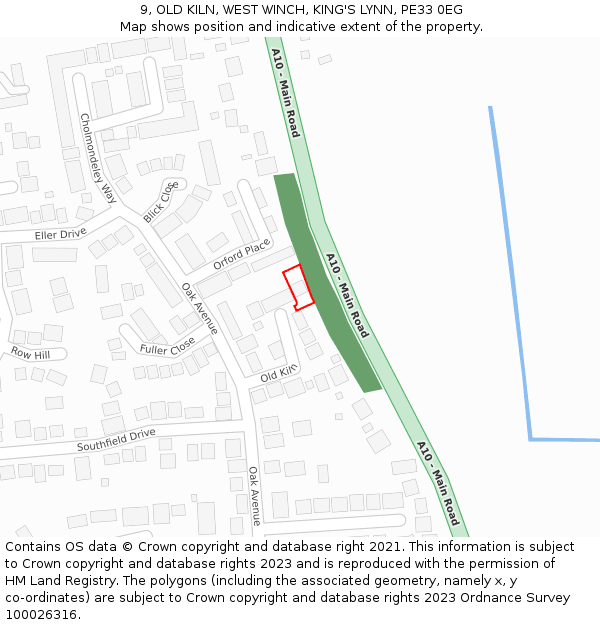 9, OLD KILN, WEST WINCH, KING'S LYNN, PE33 0EG: Location map and indicative extent of plot