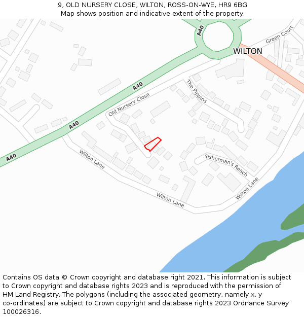 9, OLD NURSERY CLOSE, WILTON, ROSS-ON-WYE, HR9 6BG: Location map and indicative extent of plot