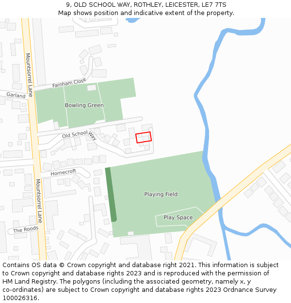 9, OLD SCHOOL WAY, ROTHLEY, LEICESTER, LE7 7TS: Location map and indicative extent of plot
