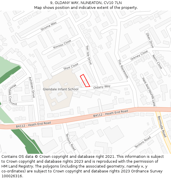 9, OLDANY WAY, NUNEATON, CV10 7LN: Location map and indicative extent of plot