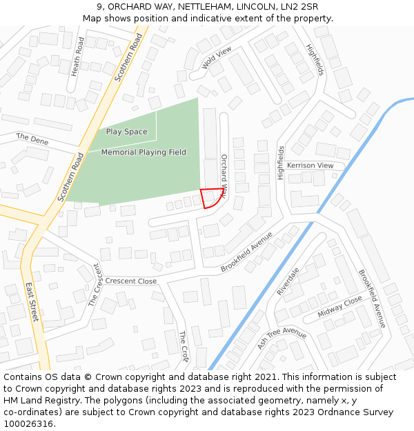 9, ORCHARD WAY, NETTLEHAM, LINCOLN, LN2 2SR: Location map and indicative extent of plot