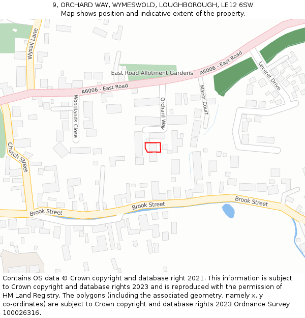 9, ORCHARD WAY, WYMESWOLD, LOUGHBOROUGH, LE12 6SW: Location map and indicative extent of plot