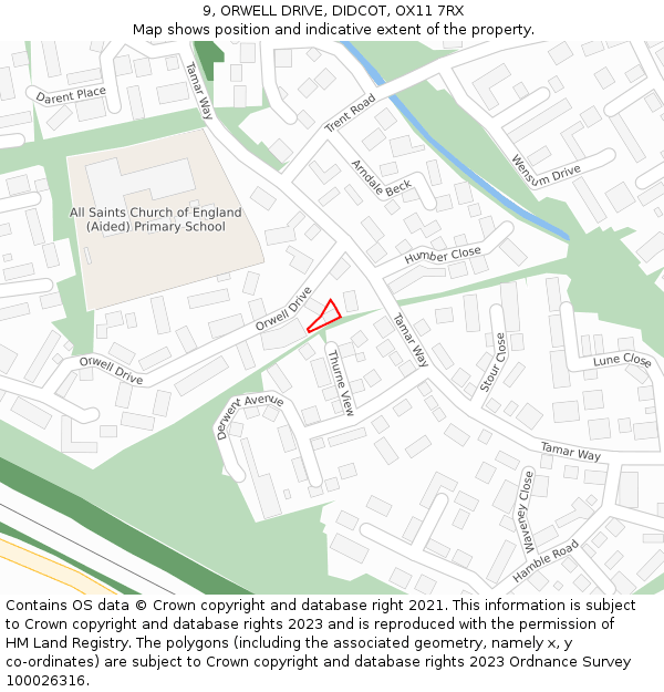 9, ORWELL DRIVE, DIDCOT, OX11 7RX: Location map and indicative extent of plot