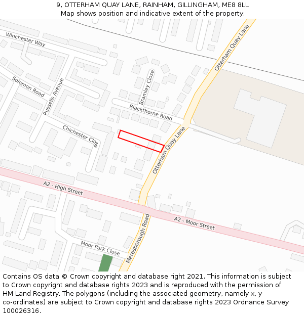 9, OTTERHAM QUAY LANE, RAINHAM, GILLINGHAM, ME8 8LL: Location map and indicative extent of plot