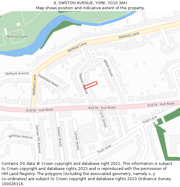 9, OWSTON AVENUE, YORK, YO10 3AH: Location map and indicative extent of plot