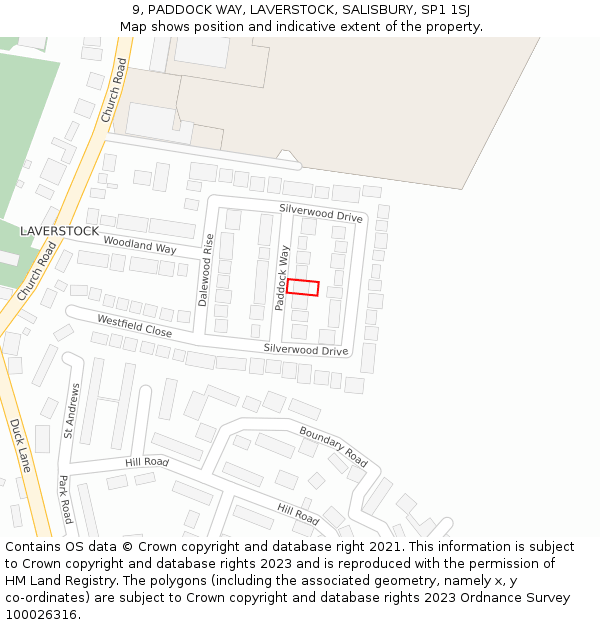 9, PADDOCK WAY, LAVERSTOCK, SALISBURY, SP1 1SJ: Location map and indicative extent of plot