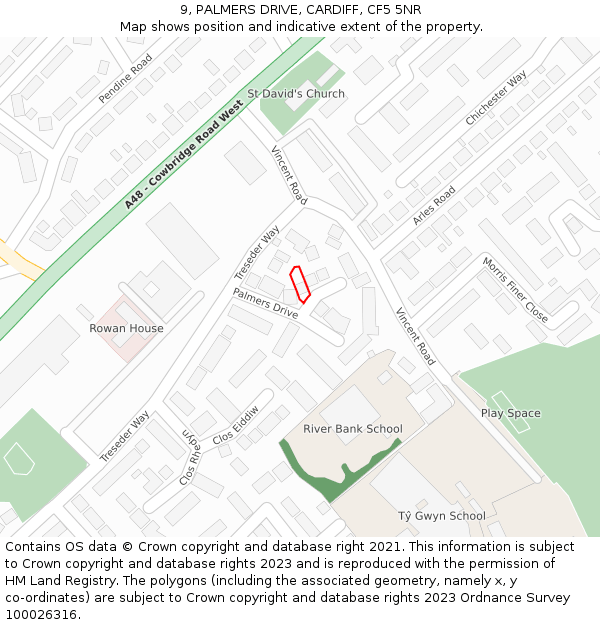 9, PALMERS DRIVE, CARDIFF, CF5 5NR: Location map and indicative extent of plot