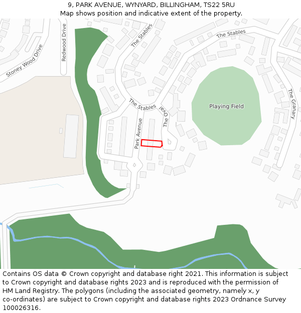 9, PARK AVENUE, WYNYARD, BILLINGHAM, TS22 5RU: Location map and indicative extent of plot