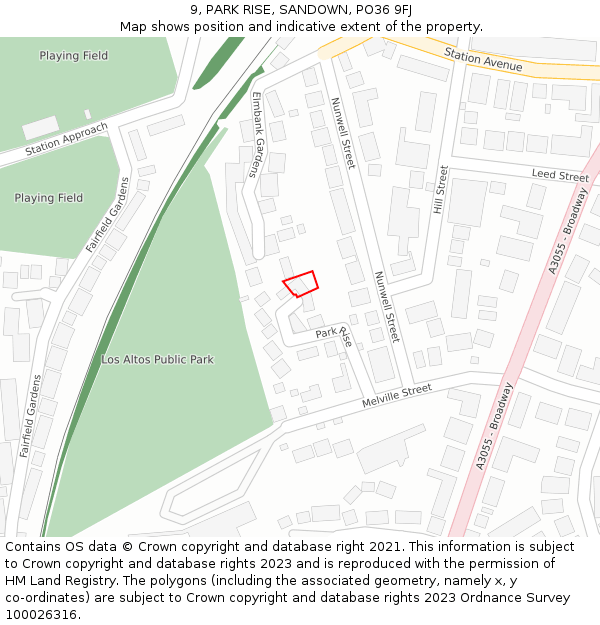 9, PARK RISE, SANDOWN, PO36 9FJ: Location map and indicative extent of plot