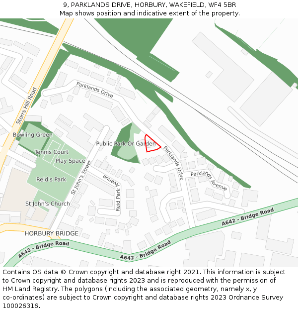 9, PARKLANDS DRIVE, HORBURY, WAKEFIELD, WF4 5BR: Location map and indicative extent of plot