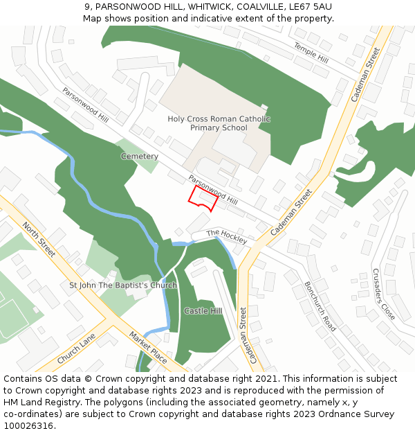 9, PARSONWOOD HILL, WHITWICK, COALVILLE, LE67 5AU: Location map and indicative extent of plot