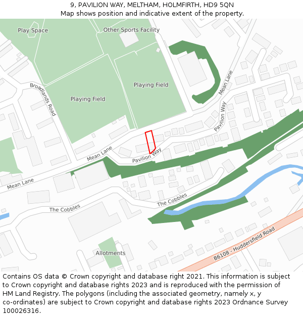 9, PAVILION WAY, MELTHAM, HOLMFIRTH, HD9 5QN: Location map and indicative extent of plot