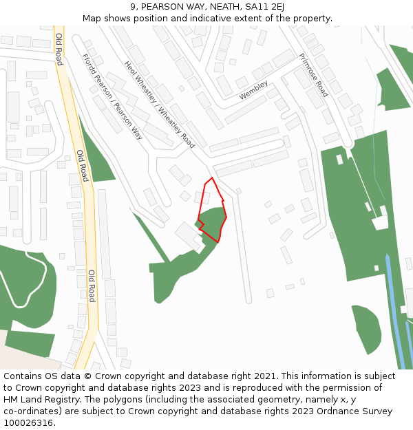 9, PEARSON WAY, NEATH, SA11 2EJ: Location map and indicative extent of plot