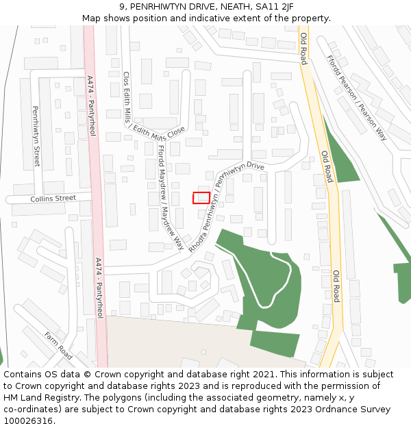 9, PENRHIWTYN DRIVE, NEATH, SA11 2JF: Location map and indicative extent of plot