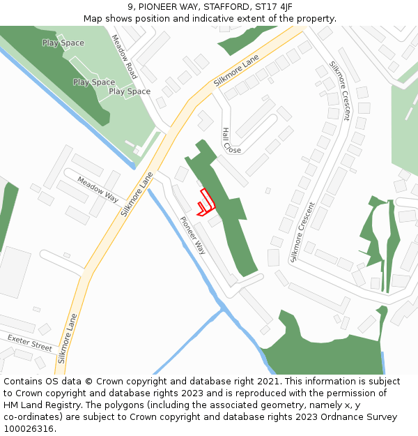 9, PIONEER WAY, STAFFORD, ST17 4JF: Location map and indicative extent of plot