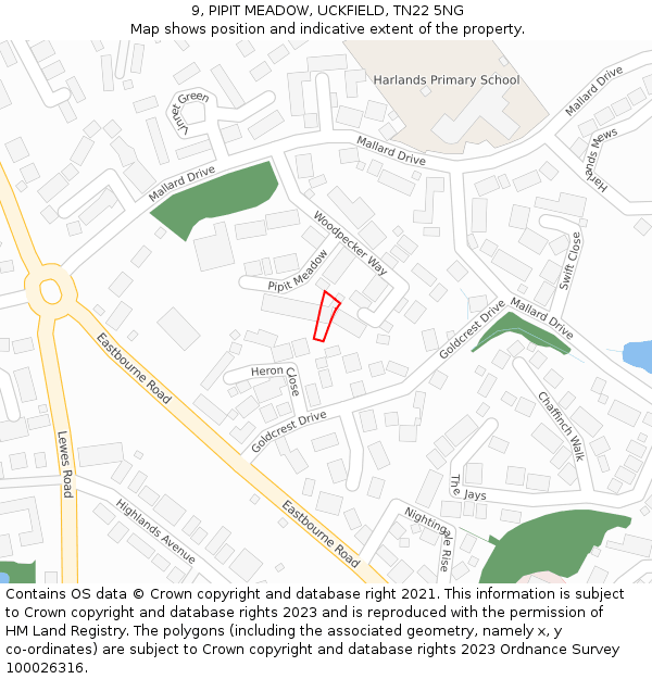 9, PIPIT MEADOW, UCKFIELD, TN22 5NG: Location map and indicative extent of plot