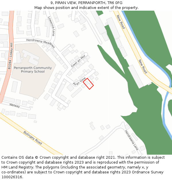 9, PIRAN VIEW, PERRANPORTH, TR6 0FG: Location map and indicative extent of plot