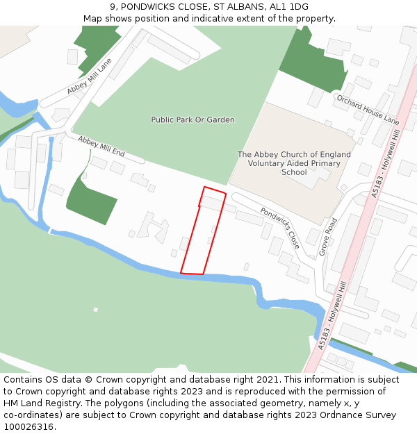 9, PONDWICKS CLOSE, ST ALBANS, AL1 1DG: Location map and indicative extent of plot