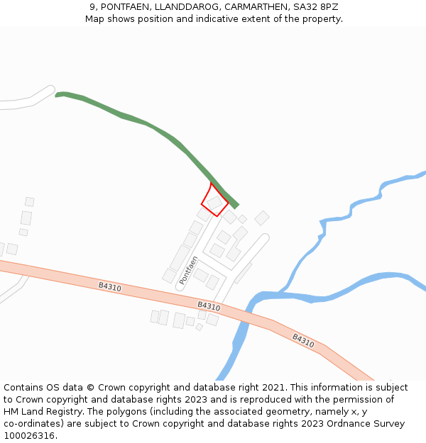 9, PONTFAEN, LLANDDAROG, CARMARTHEN, SA32 8PZ: Location map and indicative extent of plot