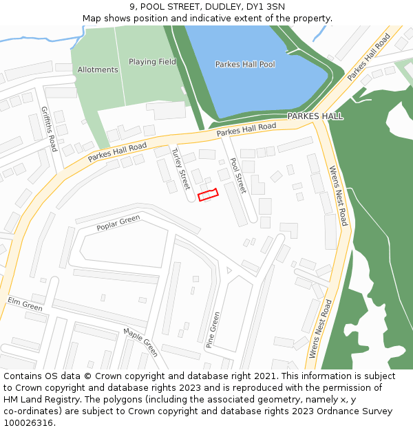 9, POOL STREET, DUDLEY, DY1 3SN: Location map and indicative extent of plot