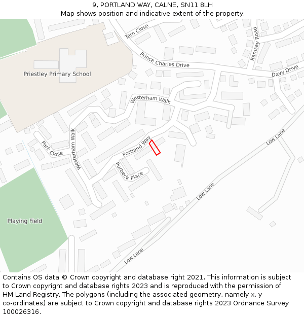 9, PORTLAND WAY, CALNE, SN11 8LH: Location map and indicative extent of plot