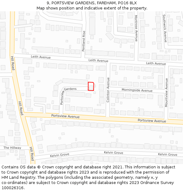 9, PORTSVIEW GARDENS, FAREHAM, PO16 8LX: Location map and indicative extent of plot