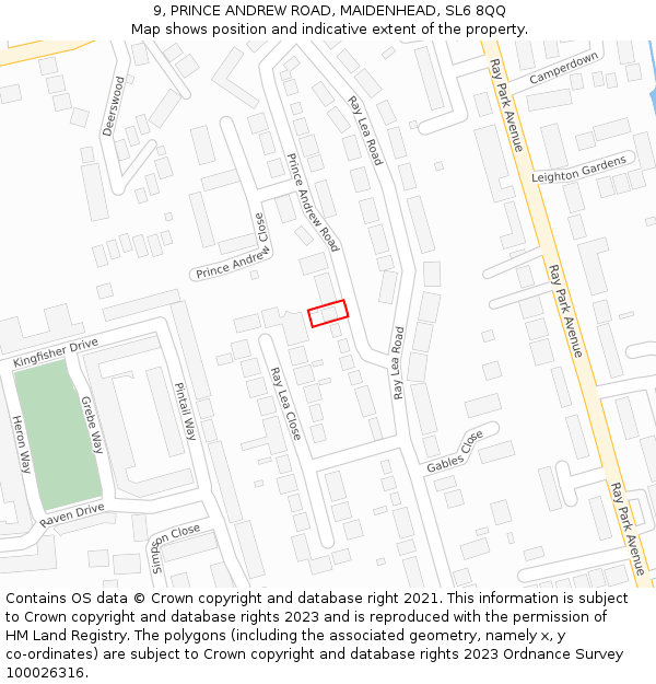 9, PRINCE ANDREW ROAD, MAIDENHEAD, SL6 8QQ: Location map and indicative extent of plot