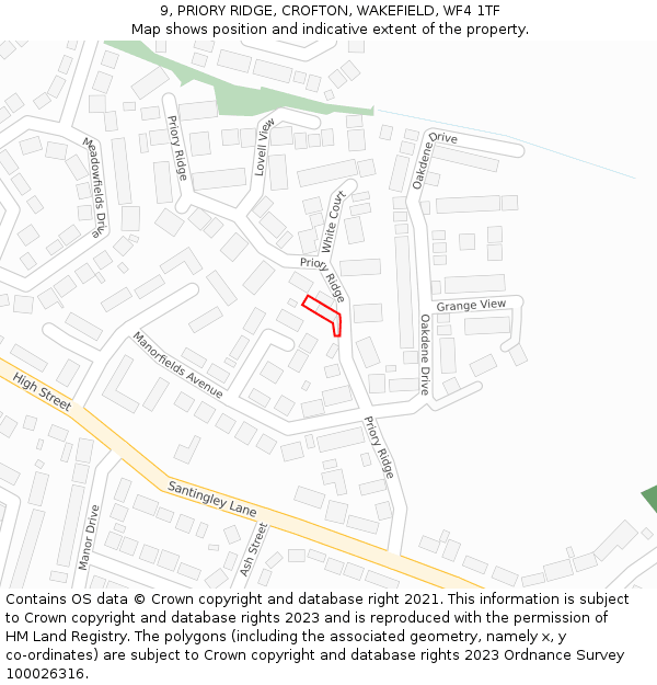 9, PRIORY RIDGE, CROFTON, WAKEFIELD, WF4 1TF: Location map and indicative extent of plot