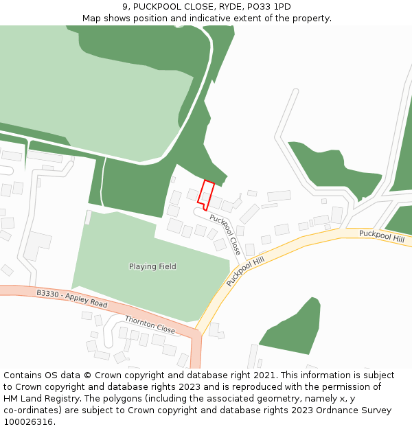 9, PUCKPOOL CLOSE, RYDE, PO33 1PD: Location map and indicative extent of plot