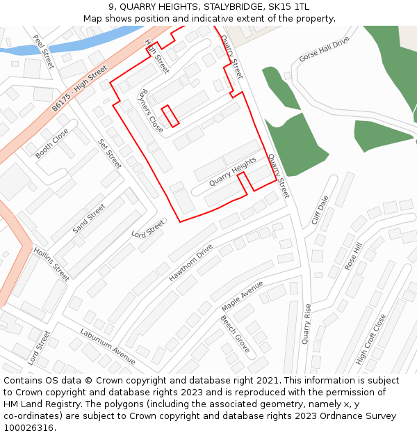 9, QUARRY HEIGHTS, STALYBRIDGE, SK15 1TL: Location map and indicative extent of plot