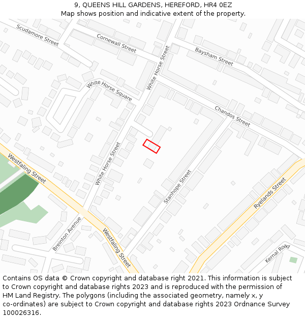 9, QUEENS HILL GARDENS, HEREFORD, HR4 0EZ: Location map and indicative extent of plot