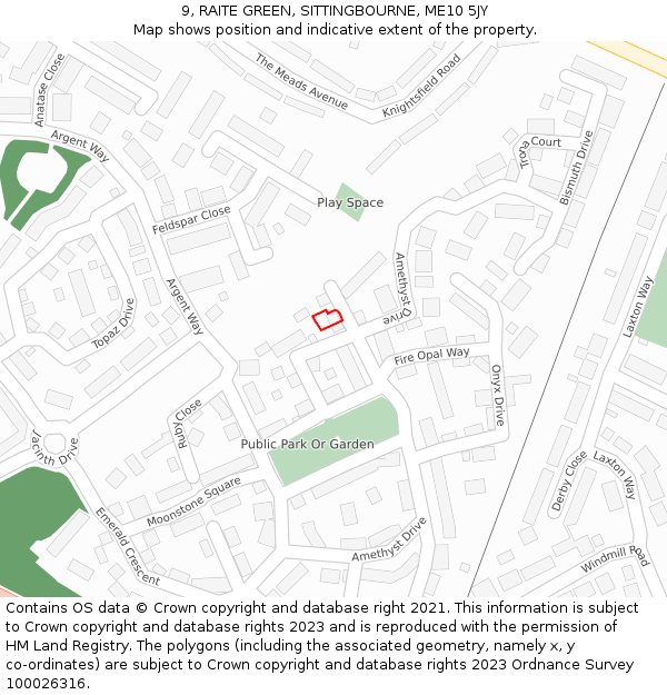 9, RAITE GREEN, SITTINGBOURNE, ME10 5JY: Location map and indicative extent of plot