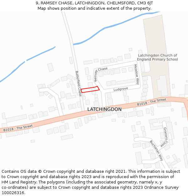 9, RAMSEY CHASE, LATCHINGDON, CHELMSFORD, CM3 6JT: Location map and indicative extent of plot
