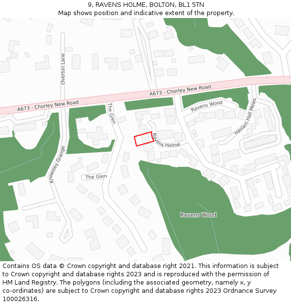 9, RAVENS HOLME, BOLTON, BL1 5TN: Location map and indicative extent of plot