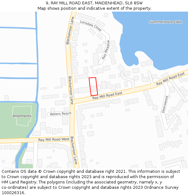 9, RAY MILL ROAD EAST, MAIDENHEAD, SL6 8SW: Location map and indicative extent of plot