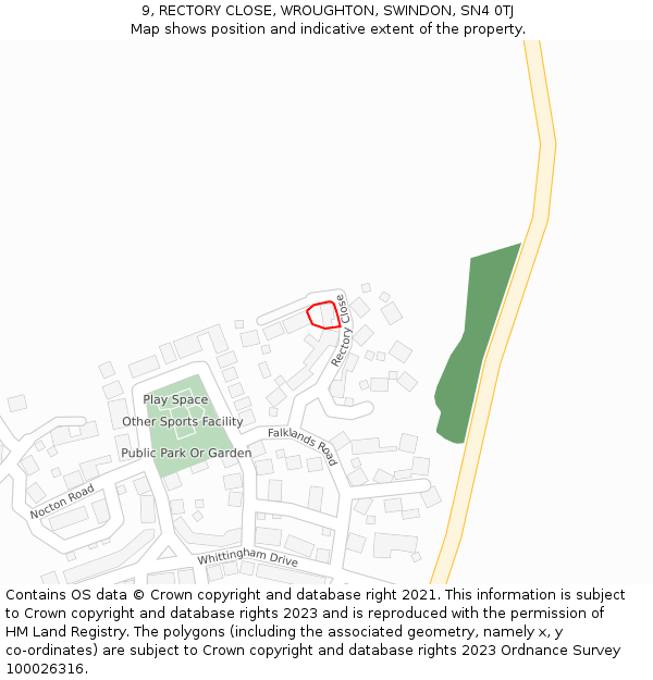 9, RECTORY CLOSE, WROUGHTON, SWINDON, SN4 0TJ: Location map and indicative extent of plot