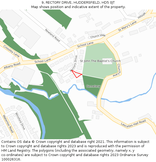 9, RECTORY DRIVE, HUDDERSFIELD, HD5 0JT: Location map and indicative extent of plot