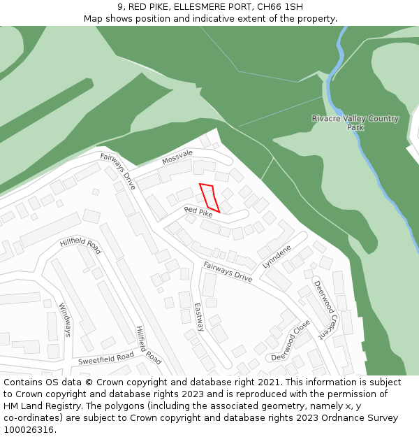 9, RED PIKE, ELLESMERE PORT, CH66 1SH: Location map and indicative extent of plot