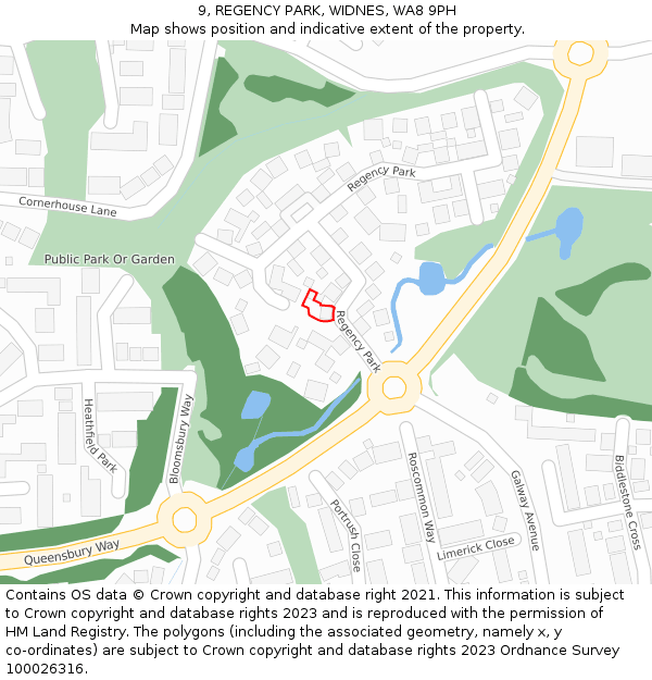 9, REGENCY PARK, WIDNES, WA8 9PH: Location map and indicative extent of plot