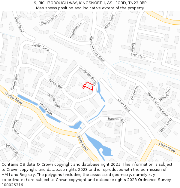 9, RICHBOROUGH WAY, KINGSNORTH, ASHFORD, TN23 3RP: Location map and indicative extent of plot