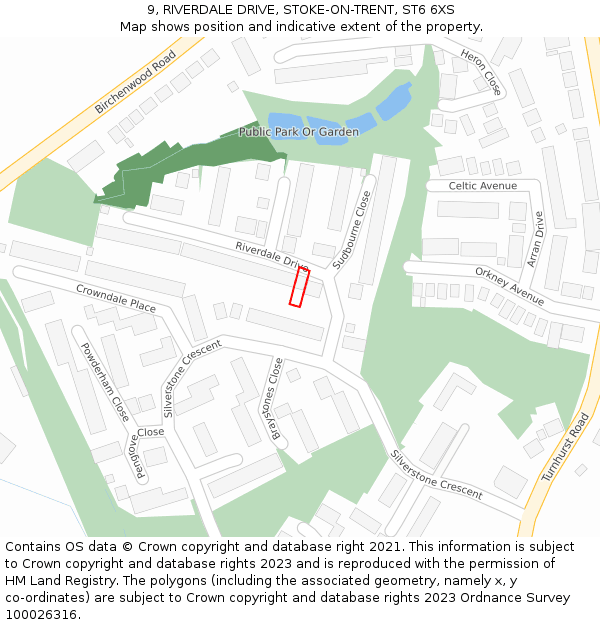 9, RIVERDALE DRIVE, STOKE-ON-TRENT, ST6 6XS: Location map and indicative extent of plot