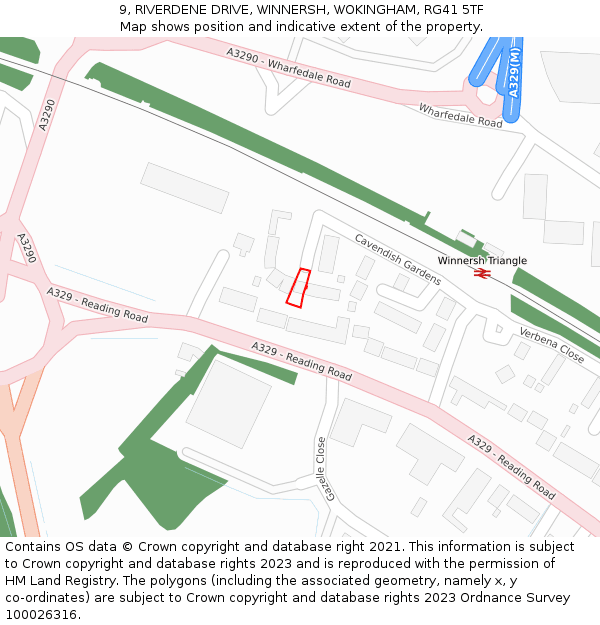 9, RIVERDENE DRIVE, WINNERSH, WOKINGHAM, RG41 5TF: Location map and indicative extent of plot