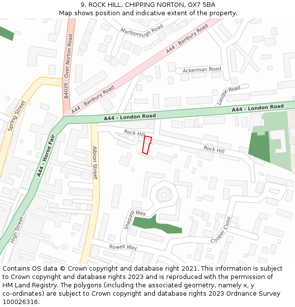 9, ROCK HILL, CHIPPING NORTON, OX7 5BA: Location map and indicative extent of plot