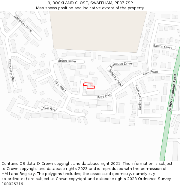 9, ROCKLAND CLOSE, SWAFFHAM, PE37 7SP: Location map and indicative extent of plot