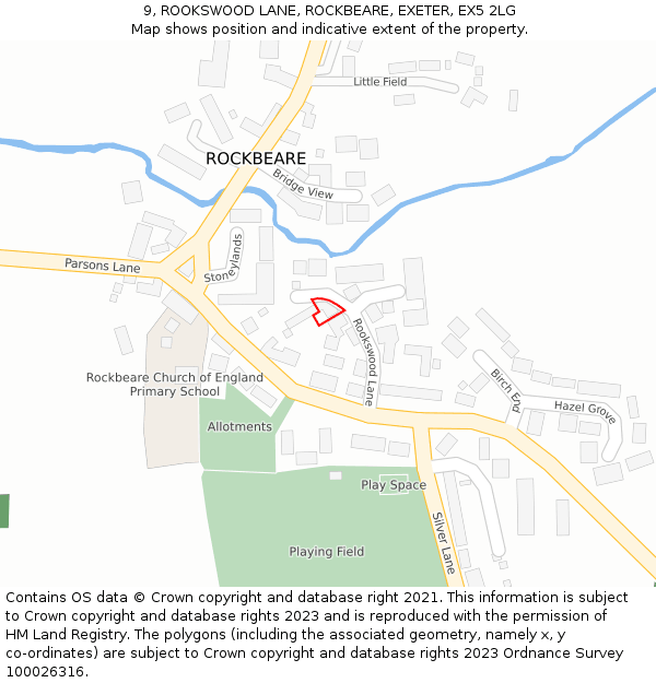 9, ROOKSWOOD LANE, ROCKBEARE, EXETER, EX5 2LG: Location map and indicative extent of plot